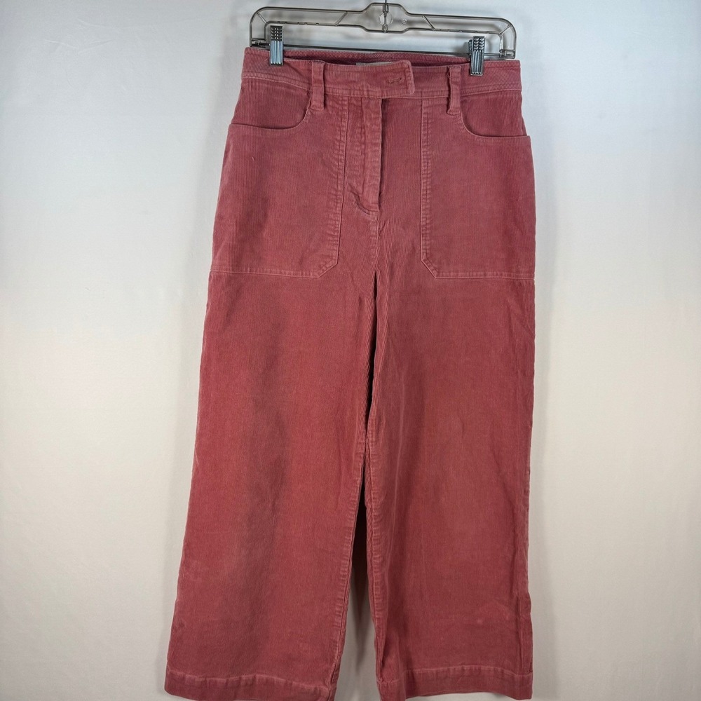 Boden Womens Rose Pink Corduroy Wide Leg Crop Pants Size US 6R R0014 High Rise